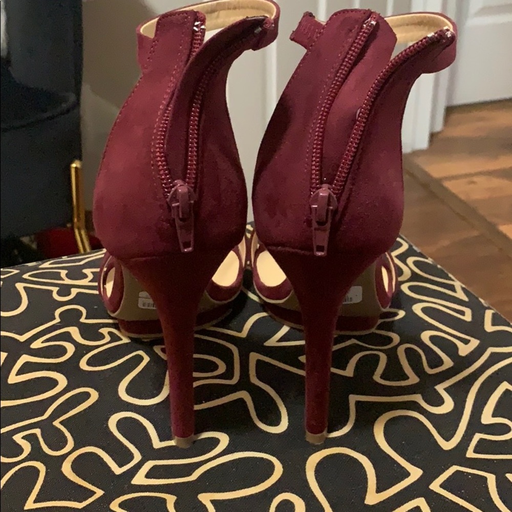 Jimmy 26s High Heels 65 Burgundy Rhinestones Mesh Sheepskin 605981